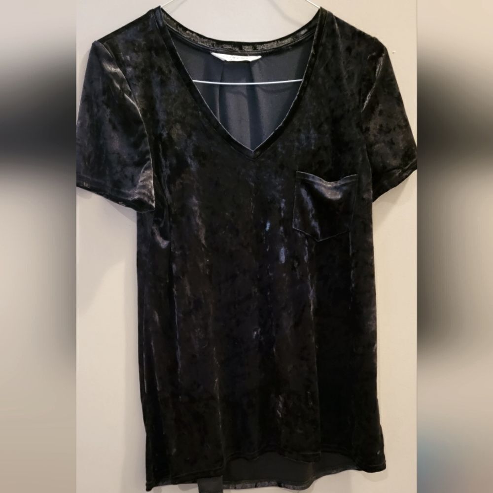 Spring + Mercer Black Velvet Legging Tee Size Medium